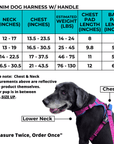 Denim No Pull Dog Harness with Handle Size Chart | Wag Trendz