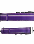 Two NeoCool™ Sport Dog Collars in Purple, one large and one medium, with measurements and two rows of reflective piping on a white background.