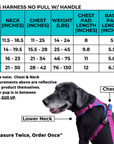 No Pull Dog Harness With Handle - Size Chart - Wag Trendz