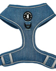 Denim Dog Harness - Reflective and No Pull - Downtown Denim Dog Harness with Reflective Accents - Chest Side - against solid white background - Wag Trendz