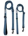 Denim Dog Leash - Two Adjustable Downtown Denim Dog Leashes - against solid white background - Wag Trendz