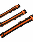 Dog Collar and Leash Set - black dog collars in small, medium and large with a bold orange stripe - against solid white background - Wag Trendz
