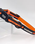 Dog Collar and Leash Set - black dog collar with a bold orange stripe - against solid white background - Wag Trendz