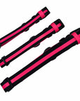 Dog Collar and Leash Set - Small Medium and Large Dog Collars in solid black with bold hot pink stripe - against solid white background - Wag Trendz