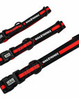 Dog Leash and Collar Set - black nylon dog collars with bold red stripe in Small, Medium and Large - against solid white background - Wag Trendz