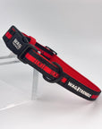 Dog Leash and Collar Set - black nylon dog collars with bold red stripe - against solid white background - Wag Trendz