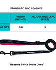 Nylon Dog Leash - Size Chart - Wag Trendz
