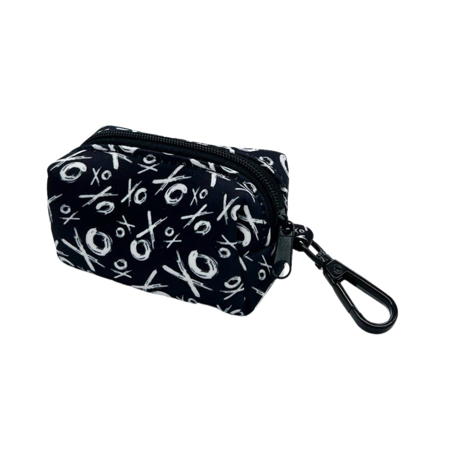 Dog Poo Bag Holder - black & white XO pattern - Hugs & Kisses XO - against white background -Wag Trendz