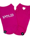 Dog T-Shirt - "Spoiled" - Hot Pink dog t-shirt set - back has SPOILED lettering in white and chest has a solid white heart emoji - against solid white background - Wag Trendz