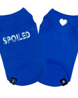 Dog T-Shirt - "Spoiled" - Royal Blue dog t-shirt set - back has SPOILED lettering in white and chest has a solid white heart emoji - against solid white background - Wag Trendz