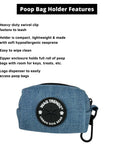 Harness and Leash Set + Poop Bag Holder - Downtown Denim Dog Poop Bag Holder with product feature captions - against a solid white background - Wag Trendz