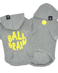 Dog Hoodie - Hooded Sweatshirt For Dogs - Ball Brain Hooded Sweatshirt - Gray front and back - against a solid white background - Wag Trendz