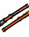 Nylon Dog Collar - black nylon dog collar with bold orange stripe - front and back view - against a solid white background - Wag Trendz