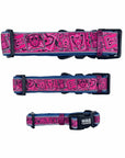 Reflective Dog Collar - Small, Medium and large reflective dog collar in Bandana Boujee in Hot Pink with Denim padded backing - back view - against solid white background - Wag Trendz