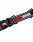 Reflective Dog Collar - Bandana Boujee - Denim padded interior with bandana pattern black accents and reflective logo tag - against solid white background - Wag Trendz
