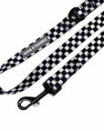 Adjustable dog leash in black & white checkered with swivel clasp and reflective Wag Trendz® label