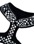 Cooling dog harness with breathable air mesh lining and adjustable checkered straps