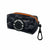 Dog Poop Bag Holder in black and gray Camouflage with orange zipper and 'Wag Trendz' logo on a white background