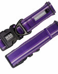 NeoCool™ Sport Reflective Dog Collar  in Purple with medium and light purple stripe and black hardware with white background