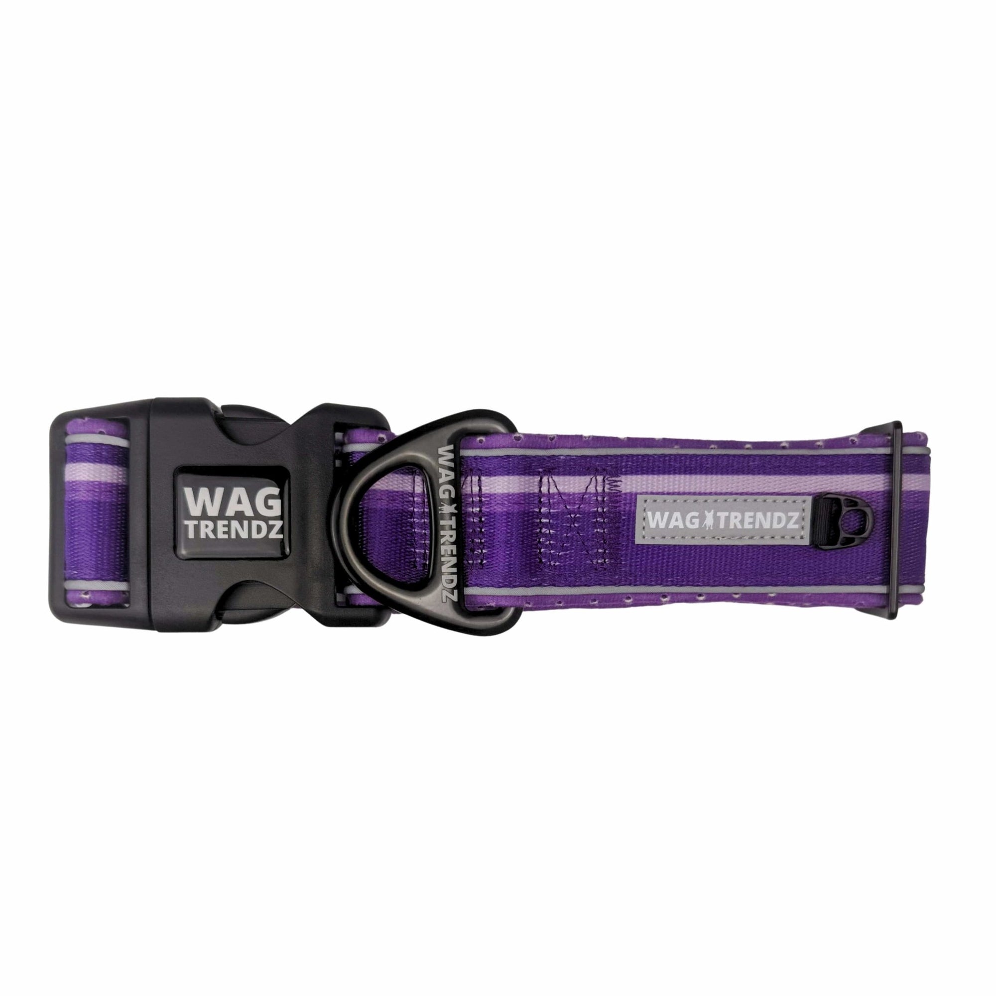 NeoCool™ Sport Dog Collar in Purple with reflective Wag Trendz branding on a white background