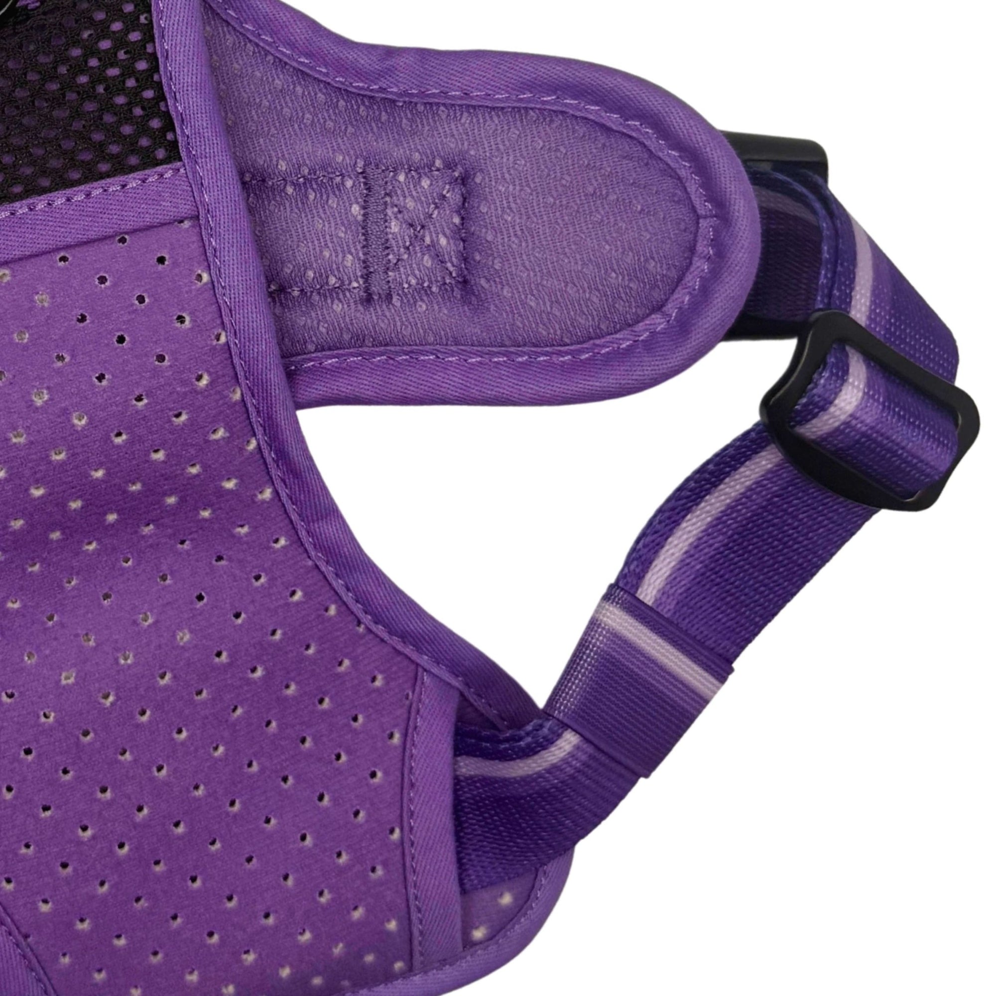 NeoCool™ Sport Dog Harness with Handle in purple - Close-up of strap on a white background