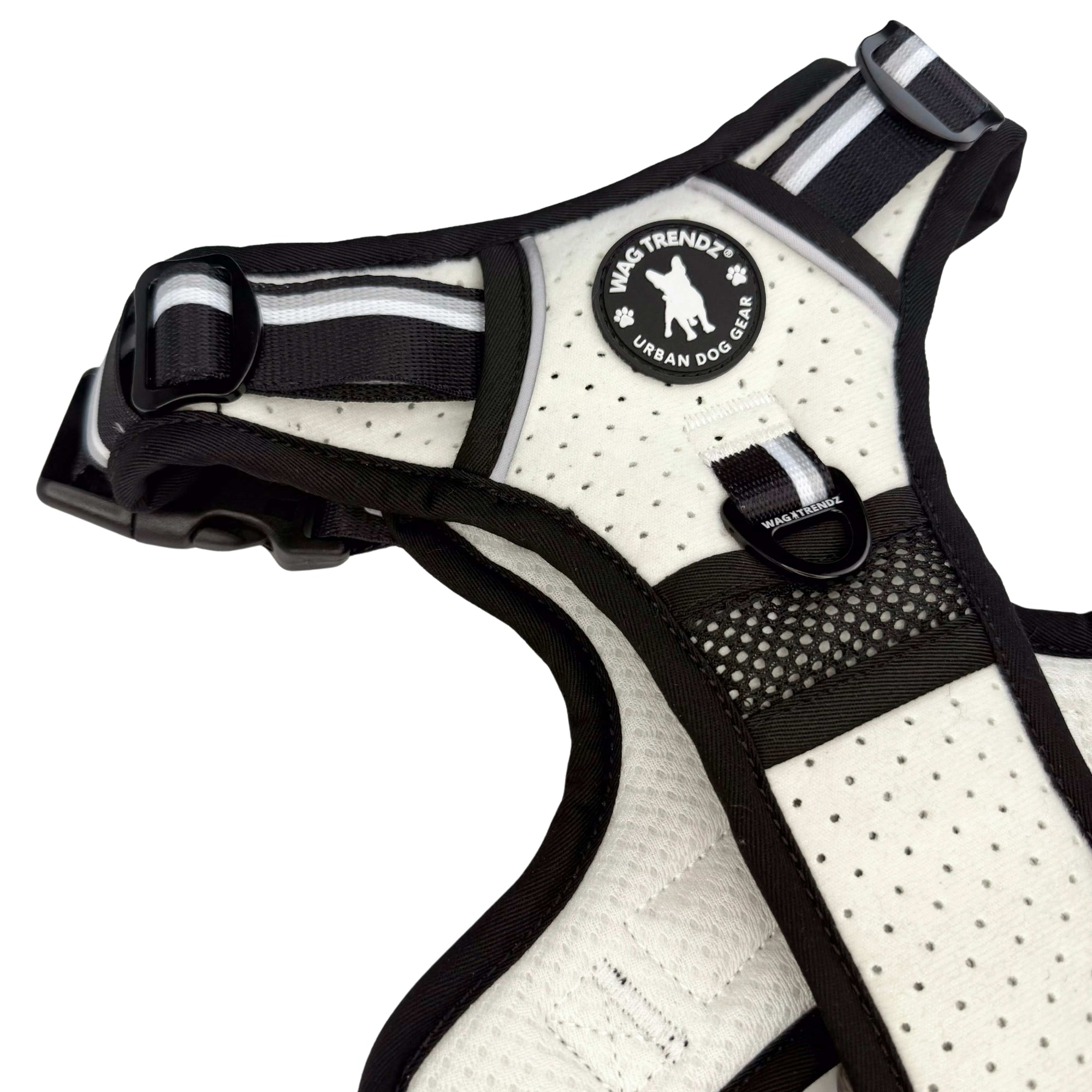 NeoCool™ Sport Dog Harness With Handle in white and black with visible branding on a white background