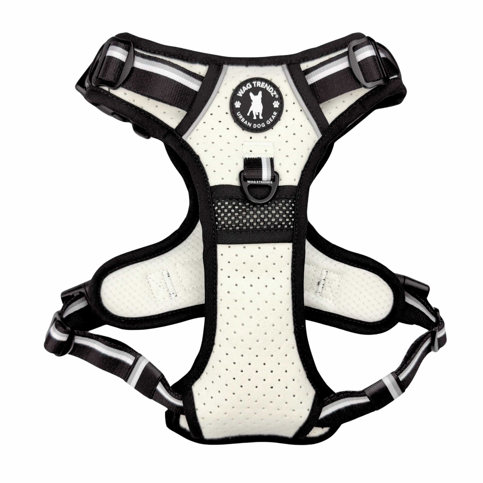 NeoCool™ Sport Dog Harness With Handle in white with black design on a white background