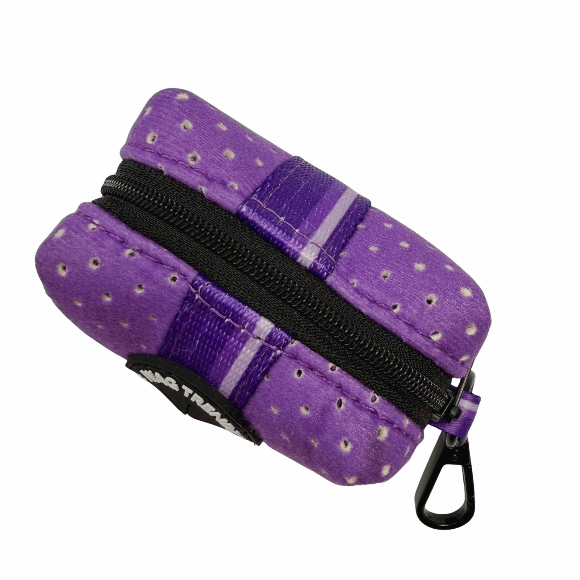 NeoCool™ Sport Poop Bag Holder in Purple with black zipper and black hardware on a white background