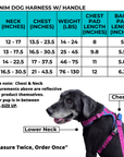Denim No Pull Dog Harness with Handle Size Chart | Wag Trendz