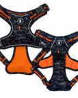 No Pull Dog Harness - Camo Orange - Chest and back side views - against white background