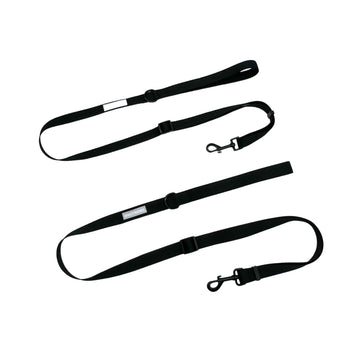 Adjustable Dog Leash - Black - two leashes against solid white background - Wag Trendz