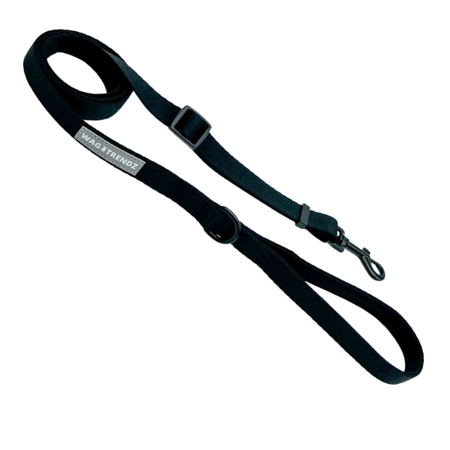 Adjustable Dog Leash - Black - size medium against solid white background - Wag Trendz