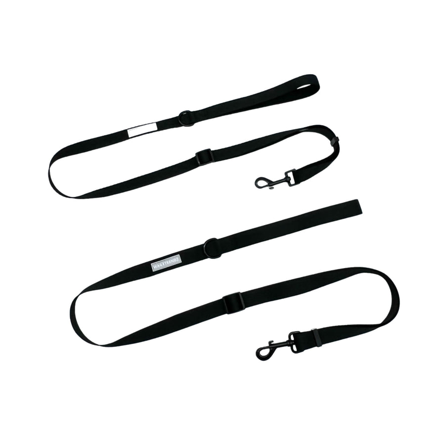 Dog Harness and Leash Set - Black Adjustable Dog Leashes - Medium and Large - against solid white background - Wag Trendz