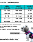 Dog Adjustable Harness Vest - Size Chart - Wag Trendz
