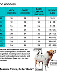 Dog Hoodie - Hoodie For Dogs - Size Chart - Wag Trendz - Wag Trendz