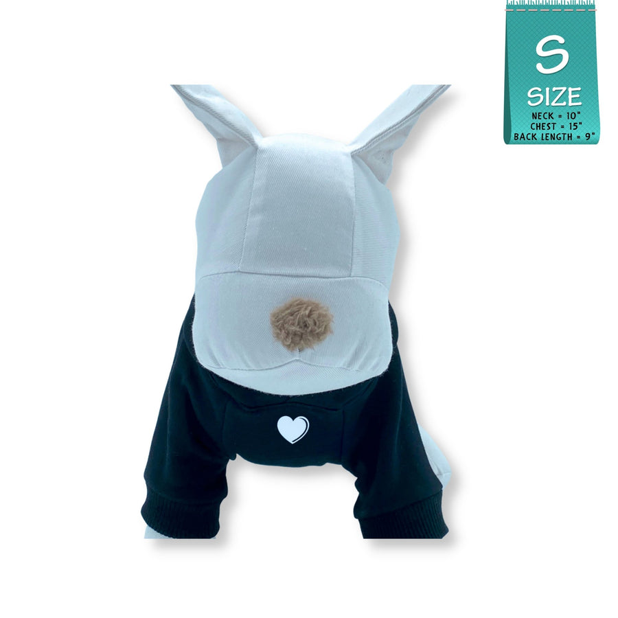 Dog Hoodie - Hoodies For Dogs - Stuffed white dog wearing “SPOILED” dog hoodie in black - front chest has a solid white heart emoji - against a solid white background - Wag Trendz