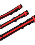 Nylon Dog Collar - black with bold red stripe - Small, Medium and Large laying in a line - against solid white background - Wag Trendz