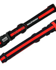 Nylon Dog Collar - black with bold red stripe - front and back view -  against solid white background - Wag Trendz