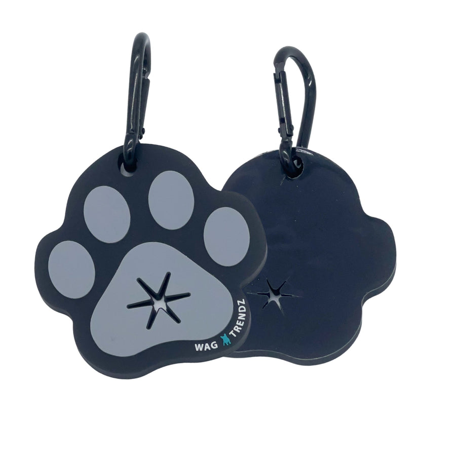Poop Buddy - black and gray resin dog paw - front and back view - against white background - Wag Trendz